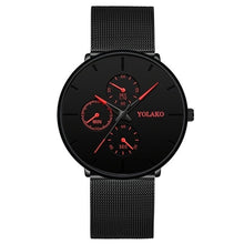 Load image into Gallery viewer, Mens Business Black Watches Luxury Stainless Steel Ultra Thin Mesh Belt Quartz