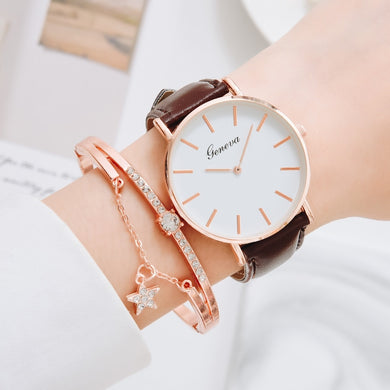 Fashion Watch Women Bracelet Watches Top Brand Leather Ladies Casual Quartz Wristwatch