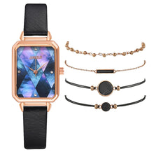 Load image into Gallery viewer, 5pcs Set Fashion Watch For Women Square Leather Ladies Bracelet Watches Quartz Wrist Watch Female Black Clock