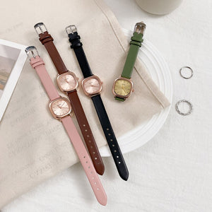 Casual Women Romantic Small Square Wrist Watch Bracelet Leather Rhinestone Designer Ladies