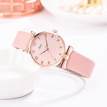 Load image into Gallery viewer, 2pcs Set Women Watches Bracelet Set Flowers Ladies Bracelet Watch Casual Leather Quartz Wristwatch Clock