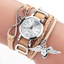 Load image into Gallery viewer, Fashion Watch For Women Luxury Silver Heart Pendant Leather Belt Quartz Clock Black Ladies