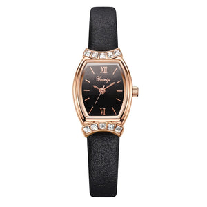 Gaiety Brand Diamond Watches Women Square Rose Gold Wrist Watches Red Leather