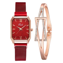 Load image into Gallery viewer, Fashion Women Quartz Watch Bracelet Set Luxury Magnet Buckle Women Watches Simple Rose Gold Mesh Pink Ladies