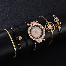 Load image into Gallery viewer, 6pcs Set Luxury Women Watches Fashion Flowers Diamond Ladies Bracelet Watch Casual Leather