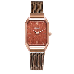 Fashion Women Quartz Watch Bracelet Set Luxury Magnet Buckle Women Watches Simple Rose Gold Mesh Pink Ladies