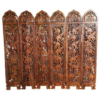 Large 6 panel Wooden Hand Carved Diveder Home Screen Privacy Peparator Partition