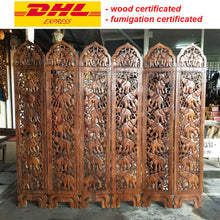 Load image into Gallery viewer, Large 6 panel Wooden Hand Carved Diveder Home Screen Privacy Peparator Partition