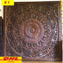 Load image into Gallery viewer, Large Wood Carved Wall Panels Headboard Hanging Decorative Contemporary 240x240