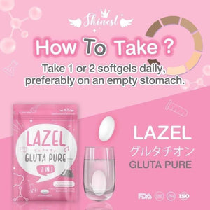 Lazel Gluta Pure 15000 mg. Dietary Supplements Whitening Skin 30 Softgels