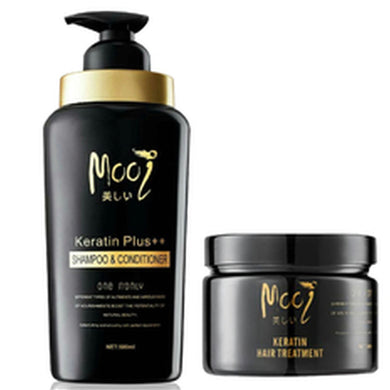 Mooi Keratin Plus++ Shampoo&Conditioner 500ml.+Treatment Damage Smooth 300g.New