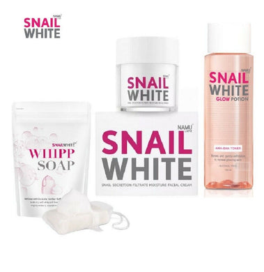 NAMU LIFE SNAIL WHITE Facial Cream Glow Potion AHA BHA Toner WHIPP SOAP Set 3pcs