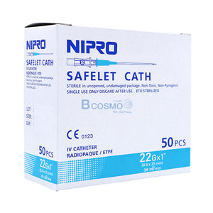 NIPRO Safelet Cath Syringe Sterile (0.9x 25 mm) 22 g x 1" 50 Pcs
