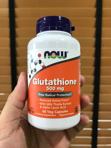 60 VEG CAPS NOW FOODS GLUTATHIONE 500MG WHITENING SKIN PILLS (MADE IN USA)
