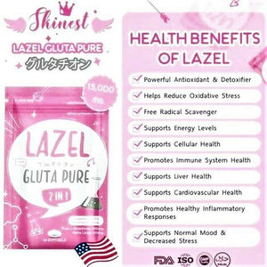 10X Lazel Gluta Pure 15000 mg. Dietary Supplements Whitening Skin 30 Softgels