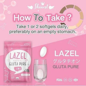 Lazel Gluta Pure 15000 mg. Dietary Supplements Whitening Skin 30 Softgels
