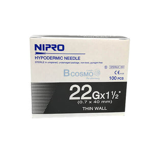 Nipro Hypodermic Needle 22g x1/2" Thin Wall 0.4 x12 mm Sterile Science lab