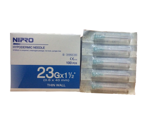 Nipro Hypodermic Needle 23g x 1 1/2" Thin Wall Sterile 0.6 x 40 mm Science Lab New