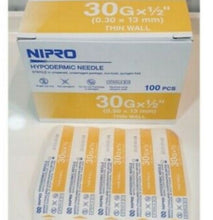 Load image into Gallery viewer, Nipro Hypodermic Needle 30g x 1/2&quot;Thin Wall Sterile 0.3 x 13 mm Science Lab