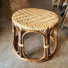 Load image into Gallery viewer, Rattan Wicker Round Ottoman Stool Thai Handmade Natural Color 30x30x35cm.