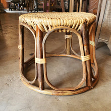 Load image into Gallery viewer, Rattan Wicker Round Ottoman Stool Thai Handmade Natural Color 30x30x35cm.