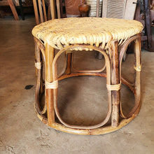 Load image into Gallery viewer, Rattan Wicker Round Ottoman Stool Thai Handmade Natural Color 30x30x35cm.