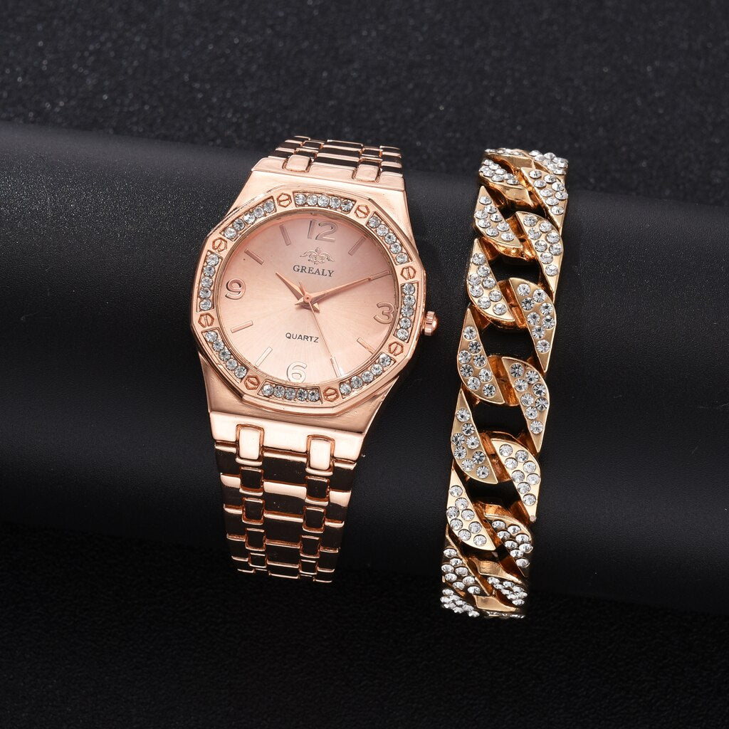 Ladies Watch 2022 New Fashion Luxury Simple Diamond Steel Band Watch Ladies Big Dial