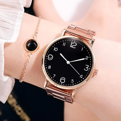 Fashion Luxury Simple Steel Band Watch Ladies Big Dial Quartz Clock Bracelet 2022 New