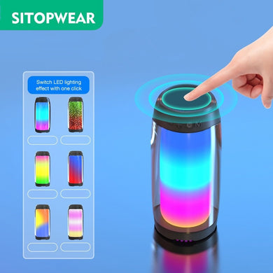 SitopWear Bluetooth Speaker Full Screen 3D Colorful LED Light Portable HiFi Speaker