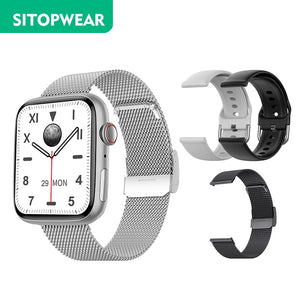 2022 NEW Smartwatch Stainless Steel Band Smart Watch Men Bracelet Bluetooth Calls Wireless Charging 44mm Strap