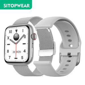 2022 NEW Smartwatch Stainless Steel Band Smart Watch Men Bracelet Bluetooth Calls Wireless Charging 44mm Strap