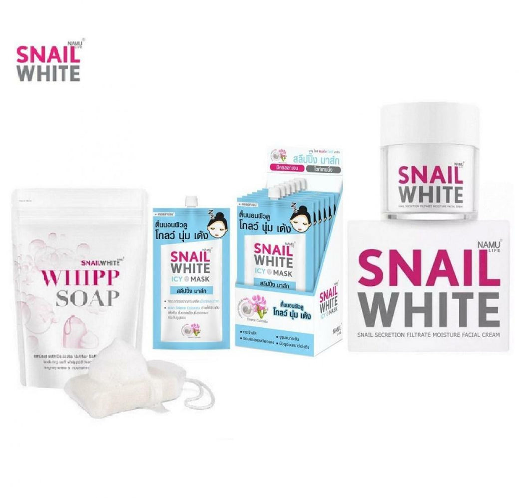 Snail White facial Cream whipp Soap icy Mask Nourishing Face Skin SetX3 Products