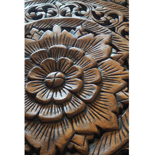 Load image into Gallery viewer, Thai Buddhist Mandala Wood Hand Carved Round Wall Relief Panel Home Décor 90x90