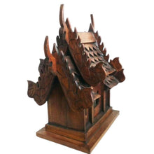 Load image into Gallery viewer, Thai Small Temple Buddh Wooden Spirit House Buddhist Handmade Home Collectibles