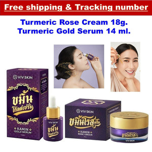 VIV Skin Kamin Turmeric Gold Serum, Curcumin Rose Cream Reduce Wrinkle Dark Spot