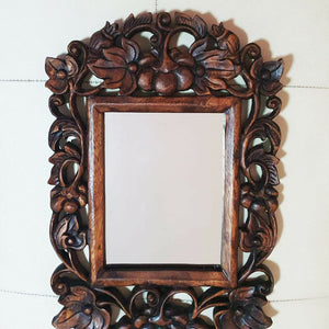 Vintage Style Wooden Mirror Frame Hand Carved Pumklin Wall Mounth Home Decor