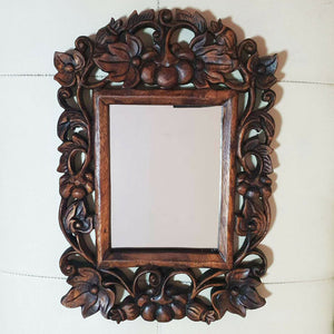 Vintage Style Wooden Mirror Frame Hand Carved Pumklin Wall Mounth Home Decor