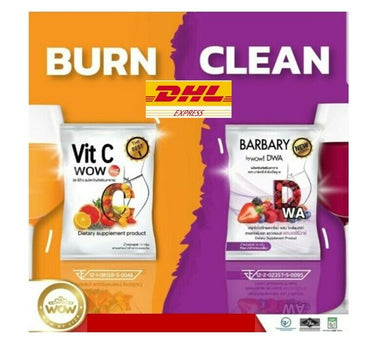 Vit C Wow 10 Pcs & Barbary DWA Fiber Detox 10 Pcs Weight Control Burn Slim Diet Bright Skin