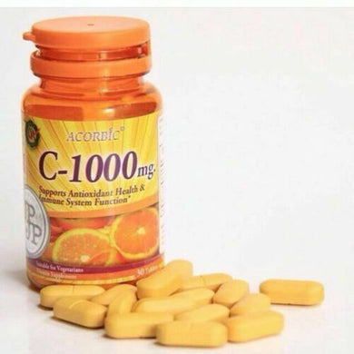 ACORBIC Vitamin C 1000 mg Mineral Antioxidant Immune Health Vegetarian 30 tablet