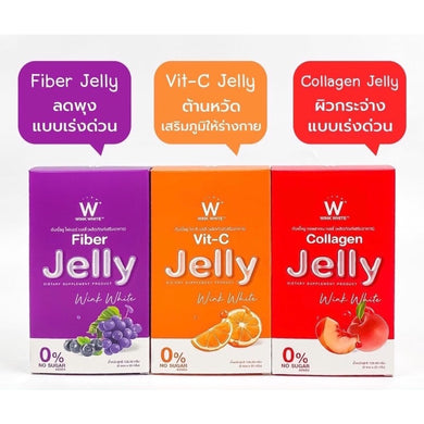 6 X Wink White W Collagen Vit-C Fiber Jelly Dietary Supplement Mix Formula
