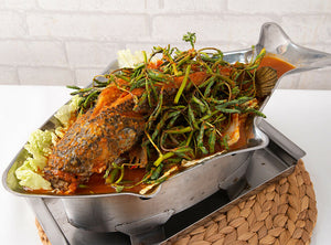 Whole Fish Wood Tray Soup Food Grill Warmer Party Hotpot Shabu Set Seafood