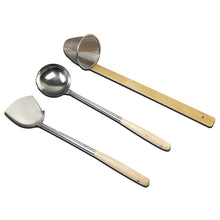 Load image into Gallery viewer, Wok Spatula Ladle Skimmer Set Cooking Utensils Wood Handle Kitchen Chef Tools