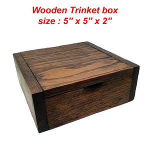 Wooden Handmade Trinket Box Storage Keepsake Jewelry 5"x5"x2" Thai Vintage Gift