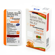 Load image into Gallery viewer, New Jelly Super Kama-gra Oral Jelly 100 mg, Dapoxetine 60 mg Packaging 7 Sachets