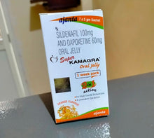 Load image into Gallery viewer, New Jelly Super Kama-gra Oral Jelly 100 mg, Dapoxetine 60 mg Packaging 7 Sachets