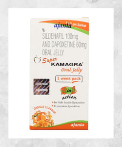 New Jelly Super Kama-gra Oral Jelly 100 mg, Dapoxetine 60 mg Packaging 7 Sachets