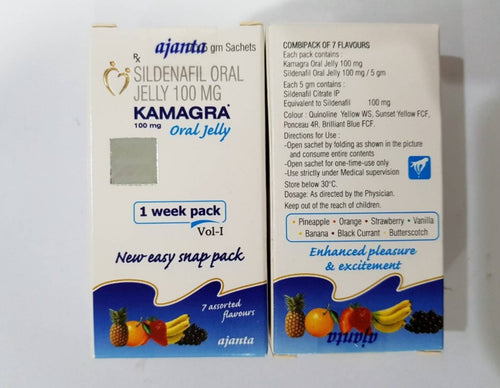 3X Oral Jelly Fruit 1 Week 100 mg. 7 Sachets Low Price New Easy Snap Pack Best Selling
