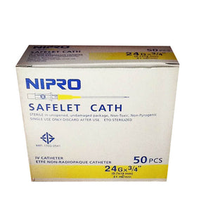 NIPRO Safelet Cath Syringe Sterile 24 g x 3/4" 50 Pcs