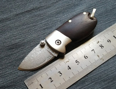 57HRC handmade Damascus steel knife folding pocket knife Manual outdoor portable