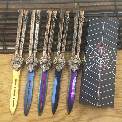 Spider patten Practice knife butterfly  fade rainbow Trainer folding butterfly knife